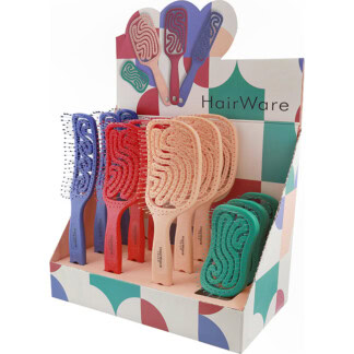 Hairware Recycled Plastic Vent Detangler Set: 12 Brushes & Stand