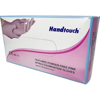 Gloves Textured Powder-Free Nitrile Examination, Pink, 100/Pack