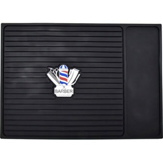 Heat Resistant Barber Themed Silicone Mat for Tools with Clipper Station, Black, 35 x 24.5cm