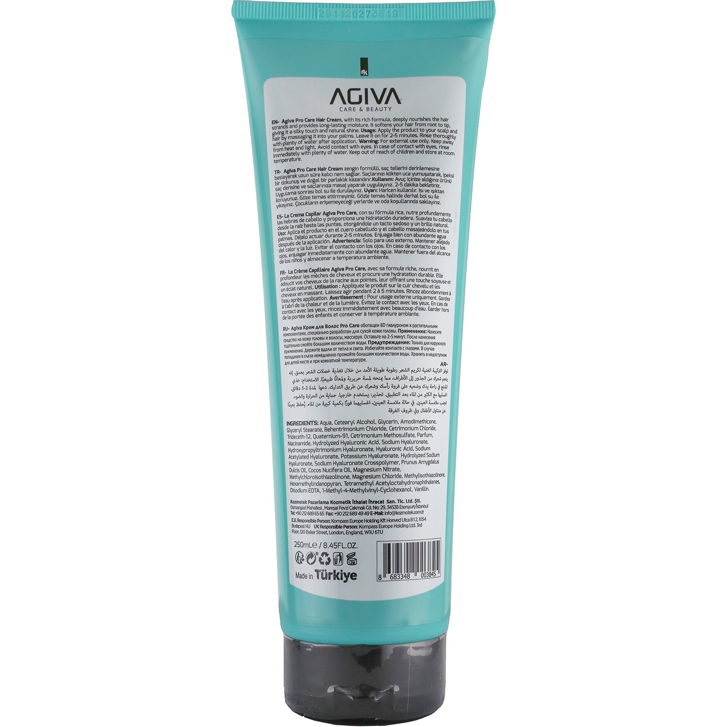 Agiva 8D Hyaluron Pro Care Hair Cream for Dry, Weak & Brittle Hair, 250ml - Image 2