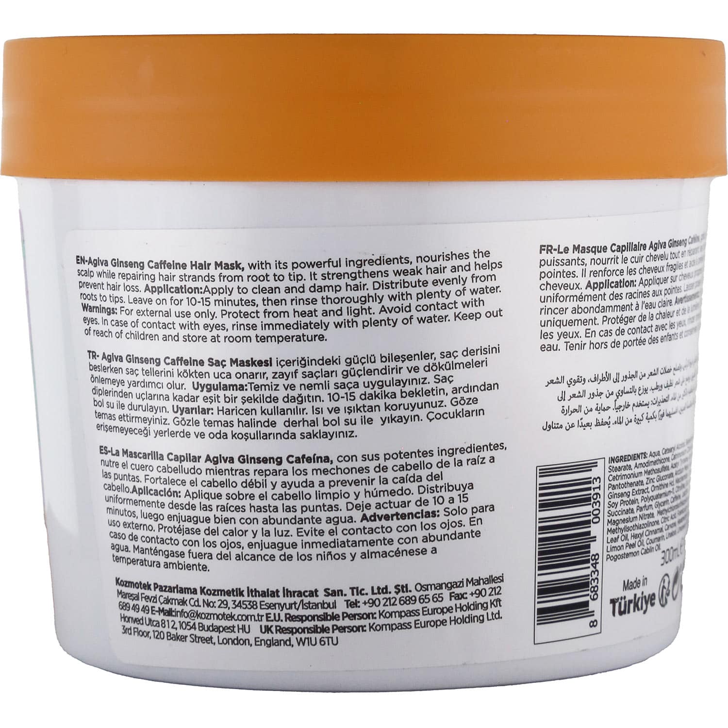 Agiva Caffeine Ginseng Pro Care Hair Mask for Weak Hair Prone to Loss & Shedding, 300ml - Image 2