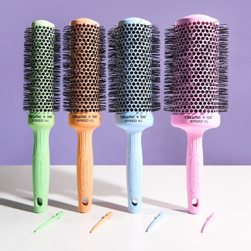 Olivia Garden Ceramic + Ion Speed XL Long Barrel Blossom Brush Display: 12 Brushes & Stand - Image 7