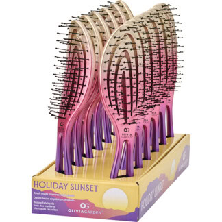 Olivia Garden Holiday Sunset Mini Detangler Display: 12 Brushes & Stand