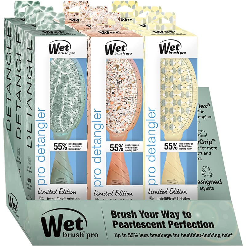 WetBrush Pro Detangler Pearlescent Aura Display: 9 Brushes